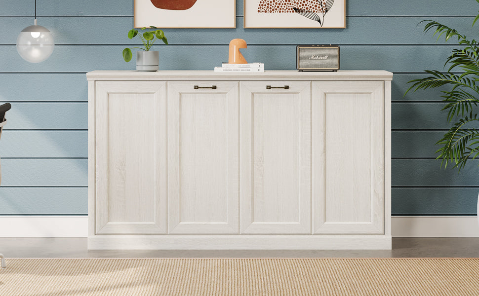Twin Horizontal Murphy Bed - Rustic White