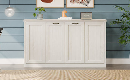 Twin Horizontal Murphy Bed - Rustic White