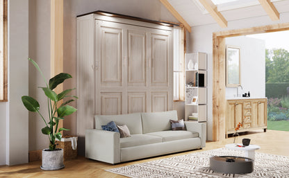 Queen Murphy Bed with Sofa & LED Lighting