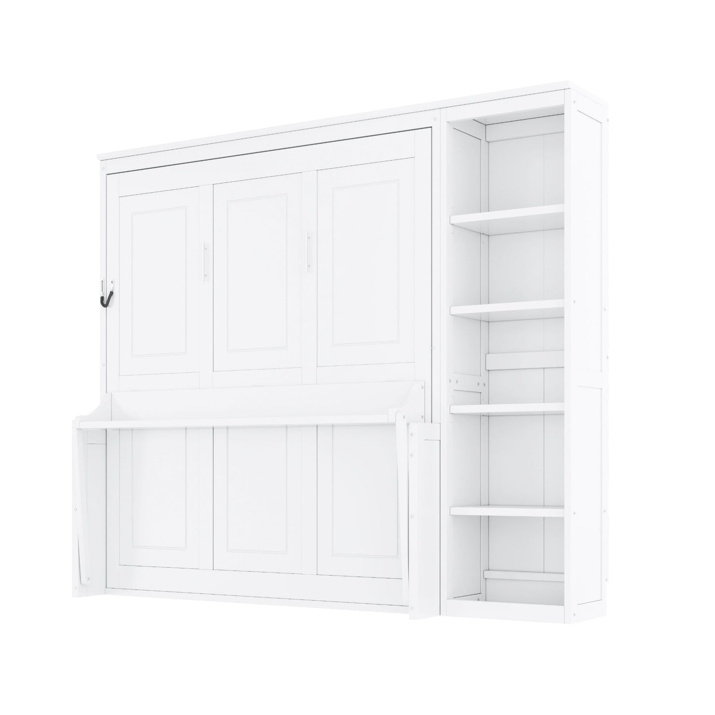 Reinforced Murphy Bed with Desk & Bookshelf