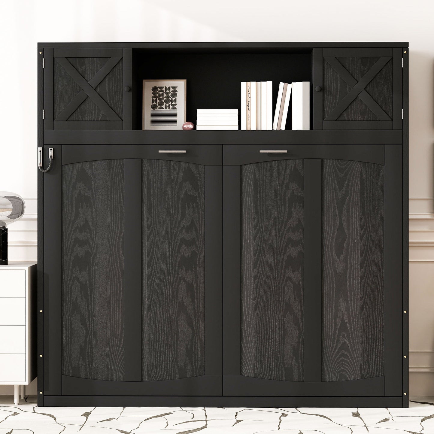Full Murphy Bed with Storage Cabinets