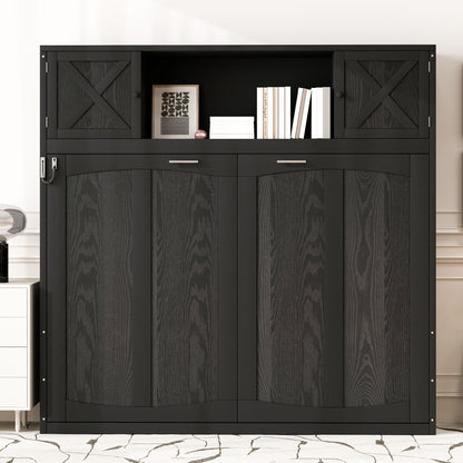 Full Murphy Bed with Storage Cabinets