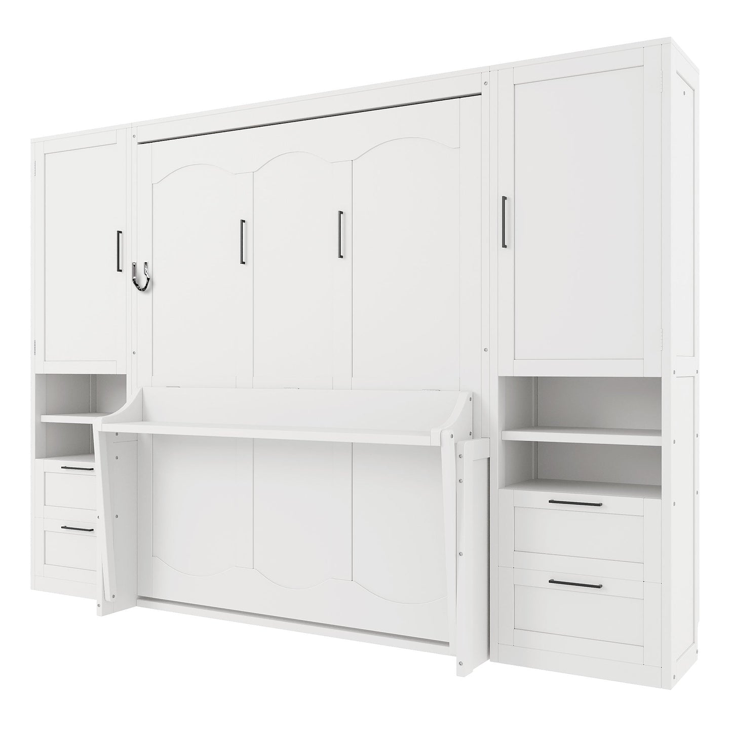 Queen Murphy Bed with Closet, Drawers & Shelves