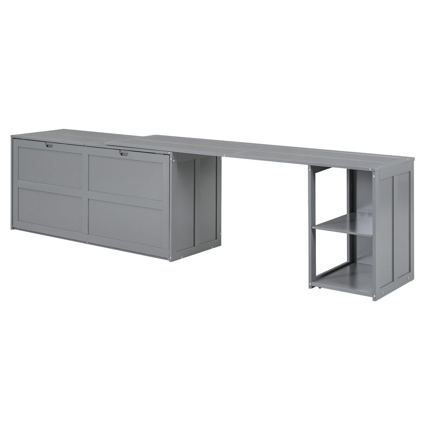 Queen Murphy Bed with Rotating Desk - Gray