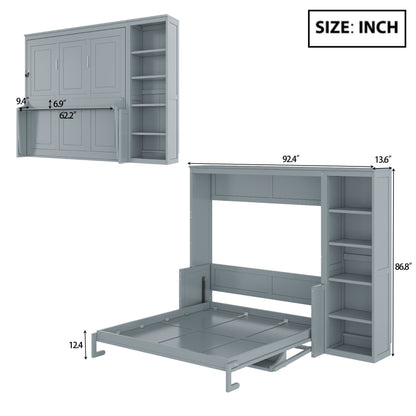 Reinforced Murphy Bed with Desk & Bookshelf