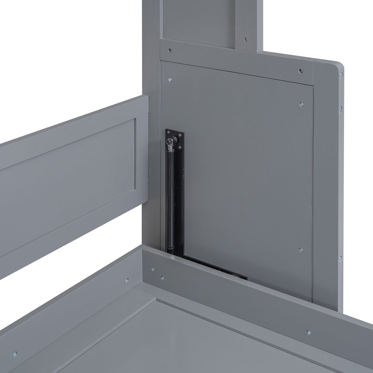 Queen Murphy Bed with Shelf - Gray
