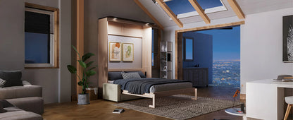 Queen Murphy Bed with Sofa & LED Lighting