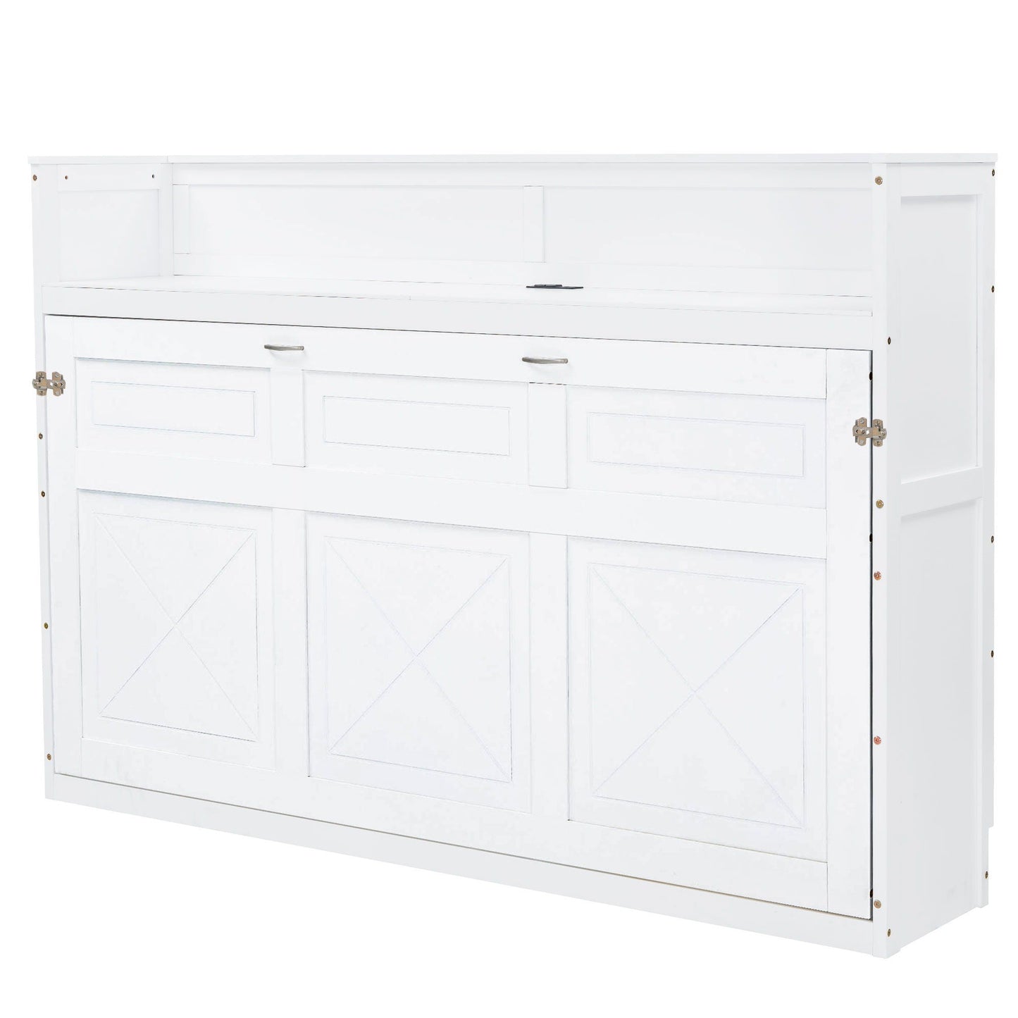 Murphy Bed with Desk, LED Light & USB Charging Station