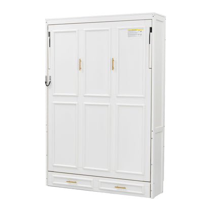 Full Murphy Bed with 2 Drawers - Beige