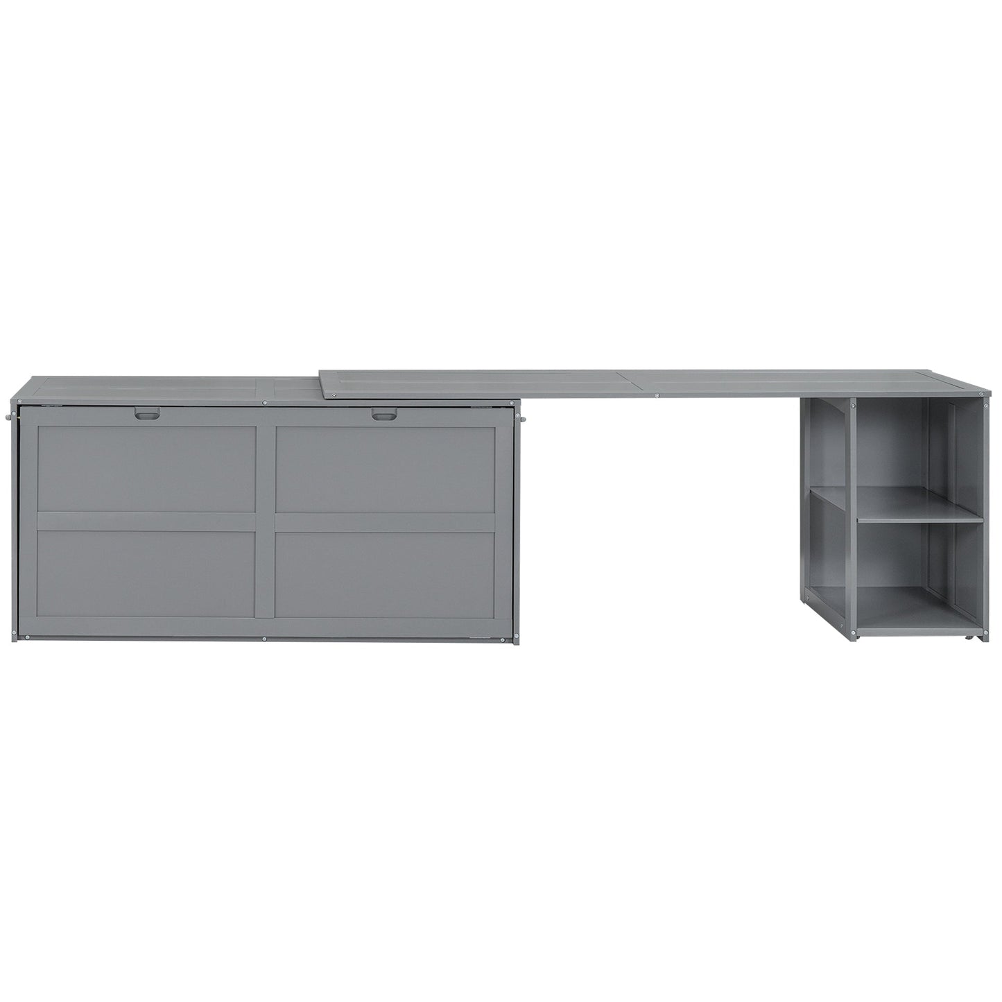 Queen Murphy Bed with Rotating Desk - Gray