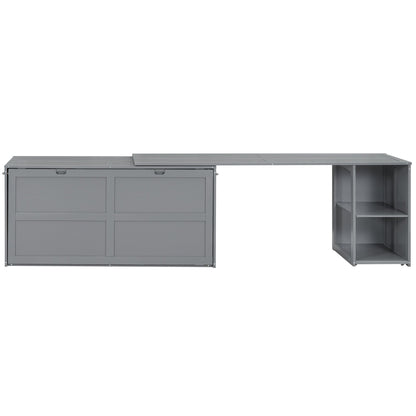 Queen Murphy Bed with Rotating Desk - Gray