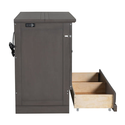 Solid Pine Murphy Cabinet Bed with Charging Station & Storage Drawer