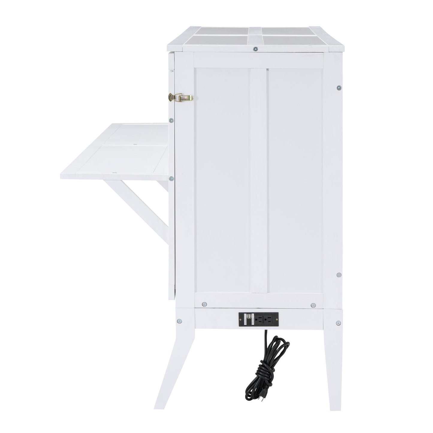 Queen Murphy Bed with Charging Station & Shelf - White