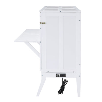 Queen Murphy Bed with Charging Station & Shelf - White