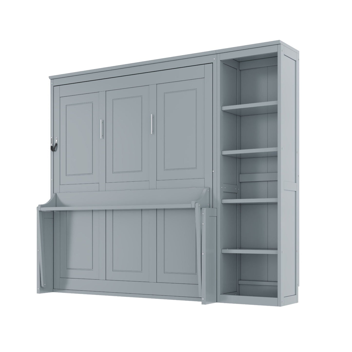 Reinforced Murphy Bed with Desk & Bookshelf