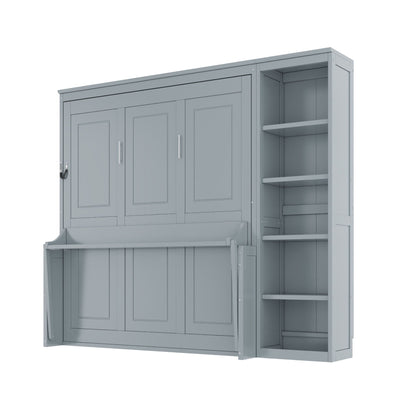 Reinforced Murphy Bed with Desk & Bookshelf