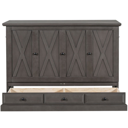 Murphy Cabinet Bed with Charging Station & Storage Drawer