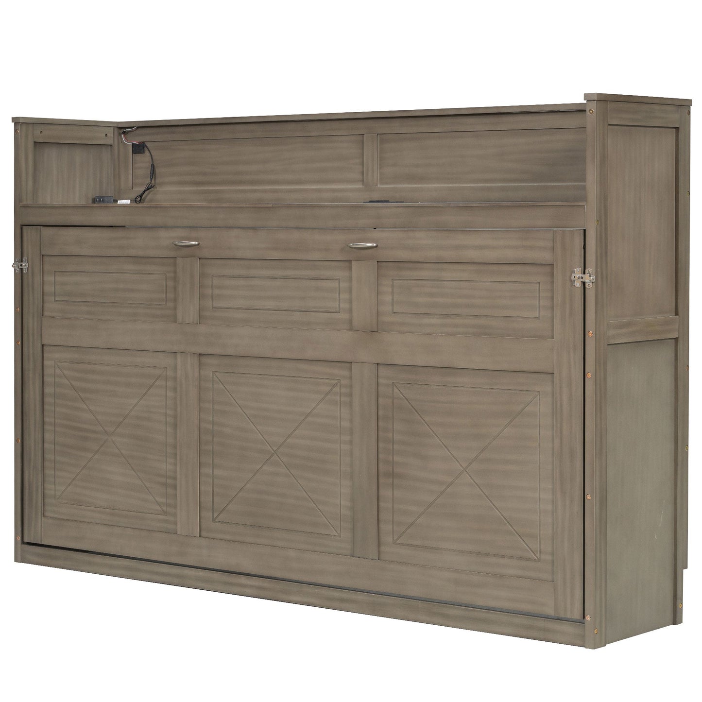 Twin XL Murphy Bed with Desk, LED Light & USB Charging