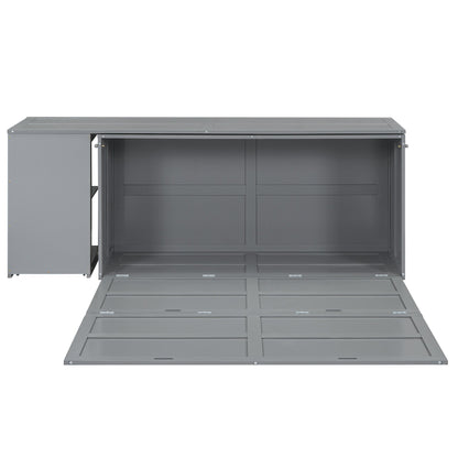 Queen Murphy Bed with Rotating Desk - Gray