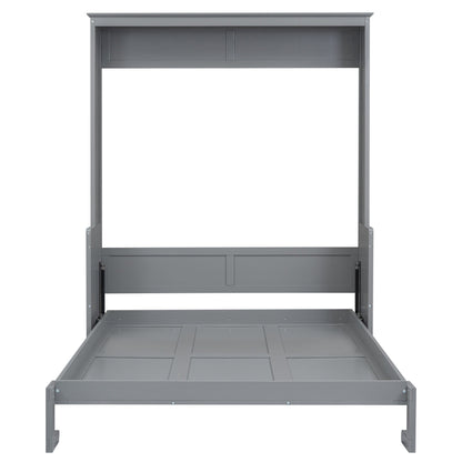 Queen Murphy Bed with Shelf - Gray