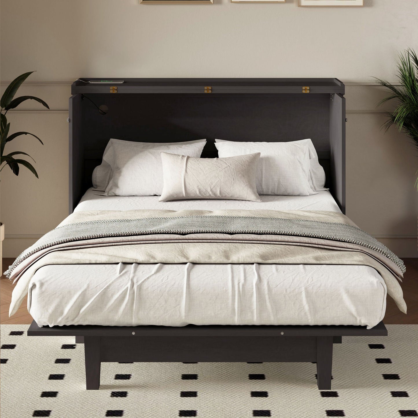 Murphy Cabinet Bed with Charging Station & Storage Drawer