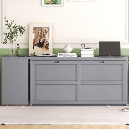 Queen Murphy Bed with Rotating Desk - Gray
