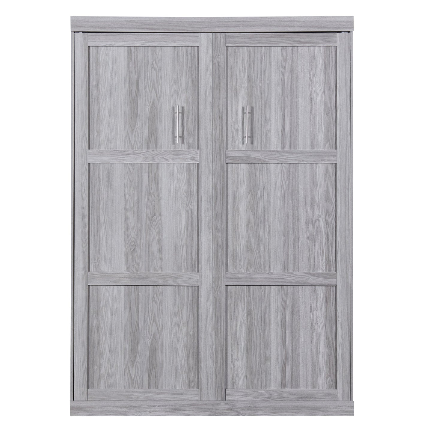 Full Murphy Bed with Fold-Away Cabinet Design - Gray