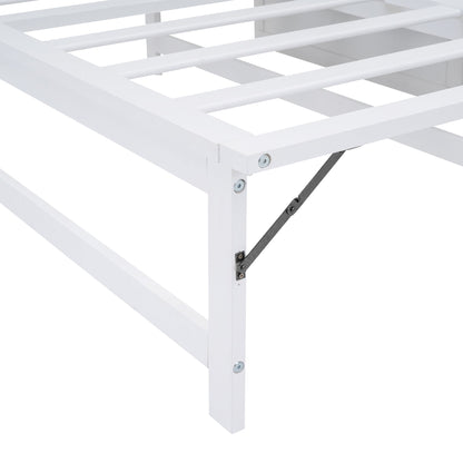 Queen Murphy Bed with Charging Station & Shelf - White