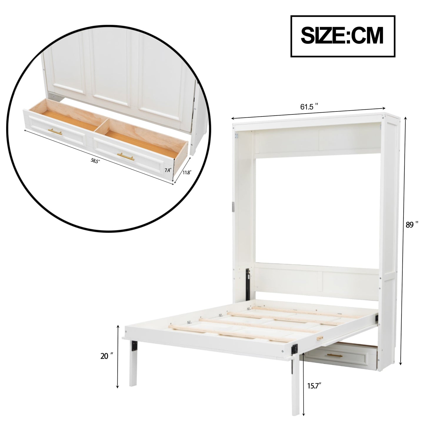 Full Murphy Bed with 2 Drawers