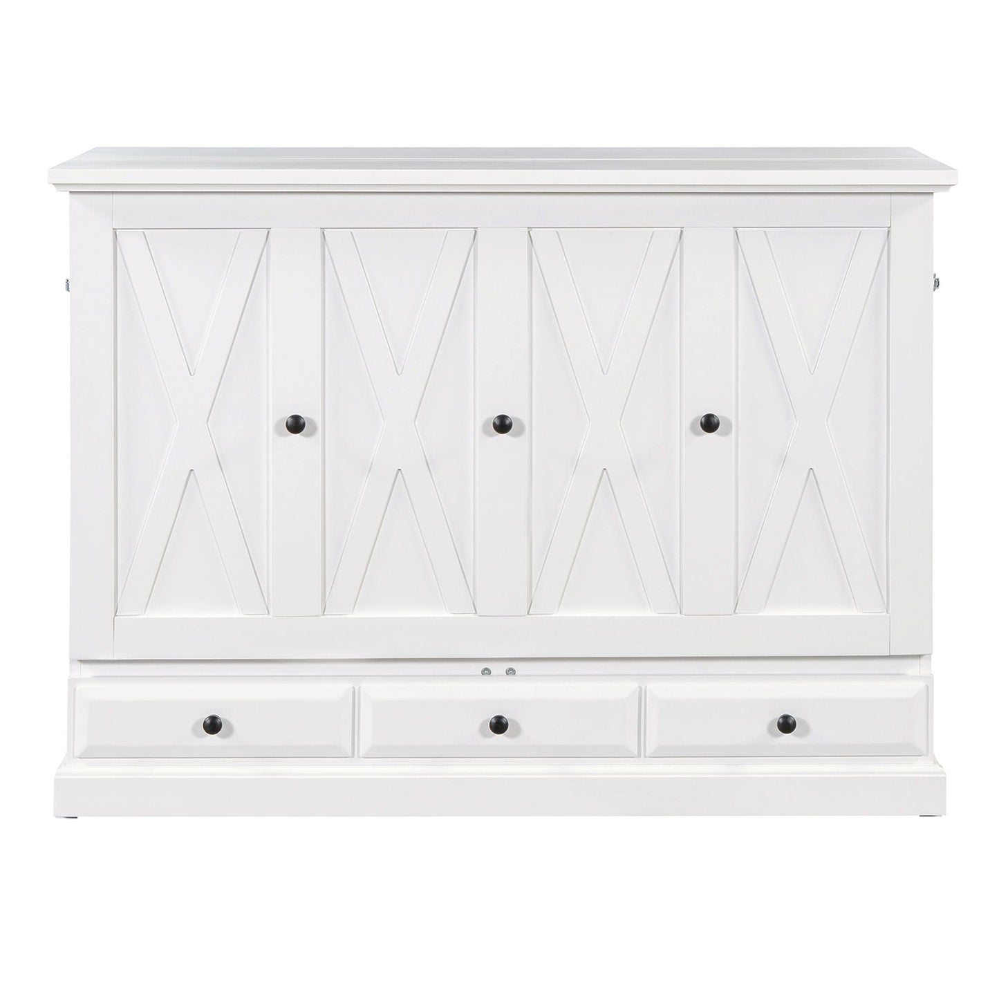 Solid Pine Murphy Cabinet Bed with Charging Station & Storage Drawer