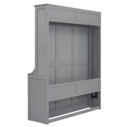Queen Murphy Bed with Shelf - Gray