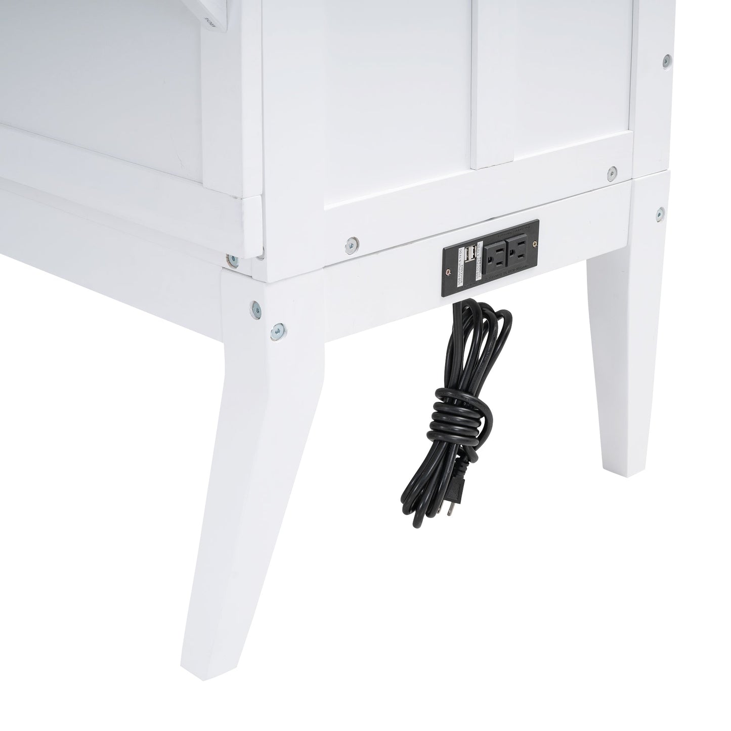 Queen Murphy Bed with Charging Station & Shelf - White