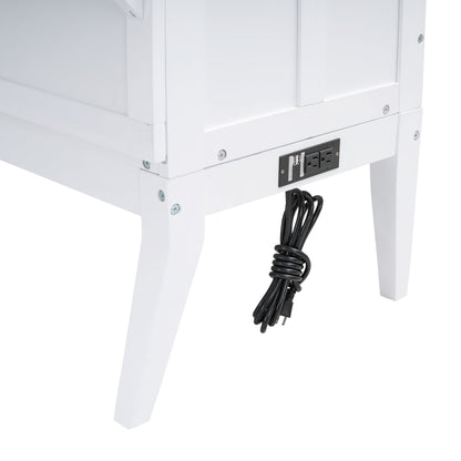 Queen Murphy Bed with Charging Station & Shelf - White
