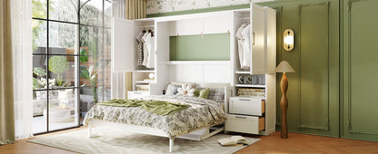 Queen Murphy Bed with Closet, Drawers & Shelves