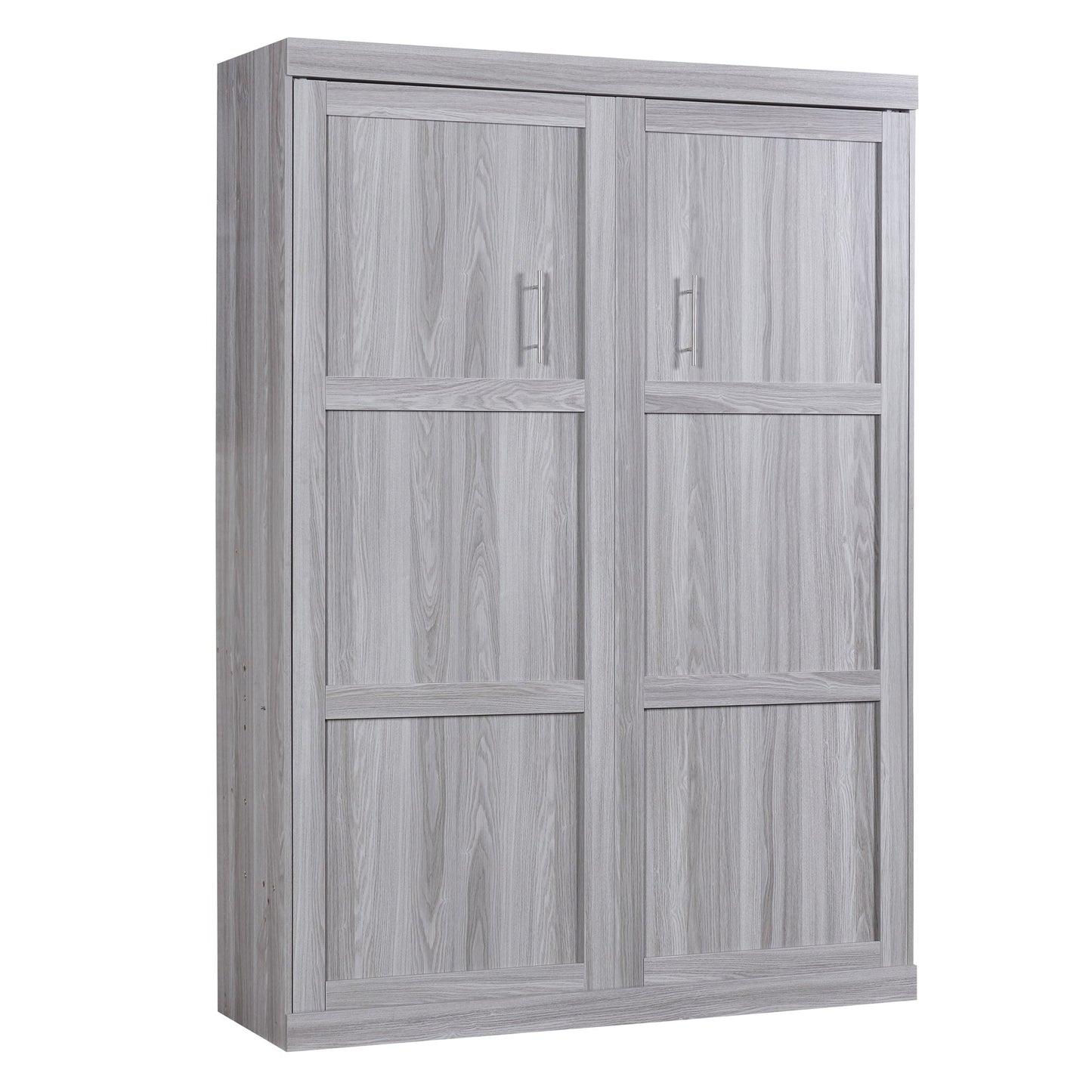 Full Murphy Bed with Fold-Away Cabinet Design - Gray