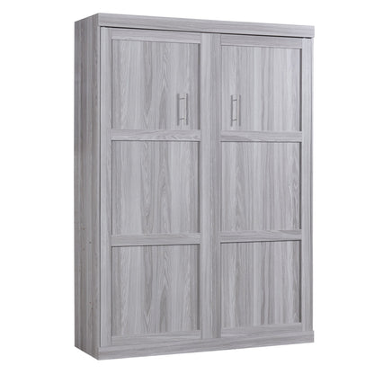 Full Murphy Bed with Fold-Away Cabinet Design - Gray