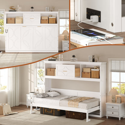 Murphy Bed with Charging Station & Drawer