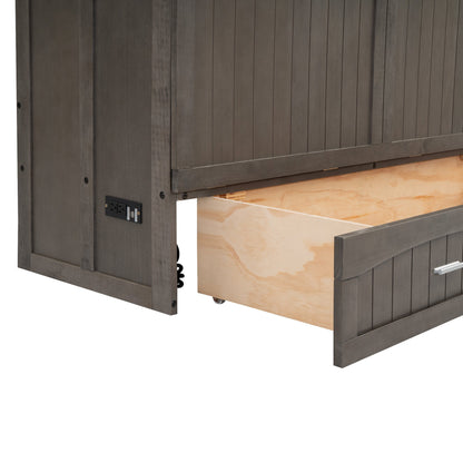 Queen Murphy Bed with Charging Station - Antique Grey