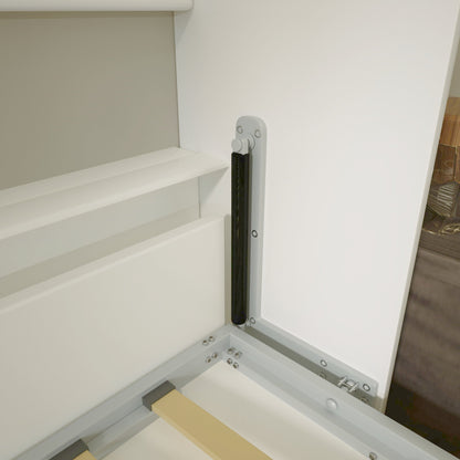Twin Horizontal Murphy Bed with Shelf Storage - White