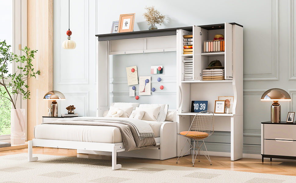 Murphy Bed with Sofa, Desk & Storage Cabinet