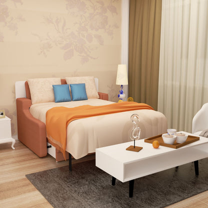 Vertical Murphy Bed with Sofa - Orange