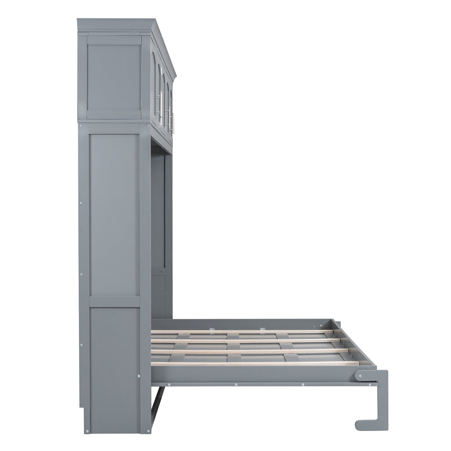 Full Murphy Wall Bed with Top Cabinets - Gray