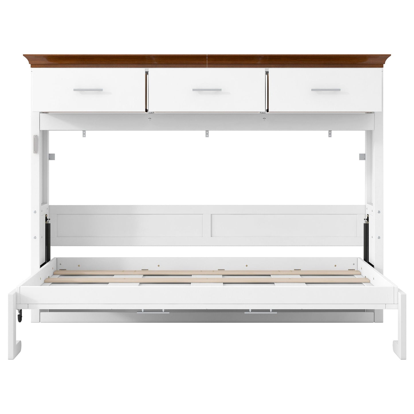 Twin Murphy Bed with 3 Drawers - White