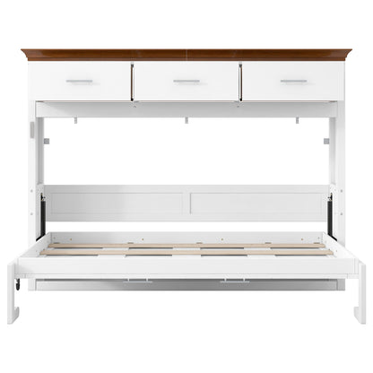 Twin Murphy Bed with 3 Drawers - White