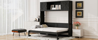 Full Murphy Bed with Storage Cabinets