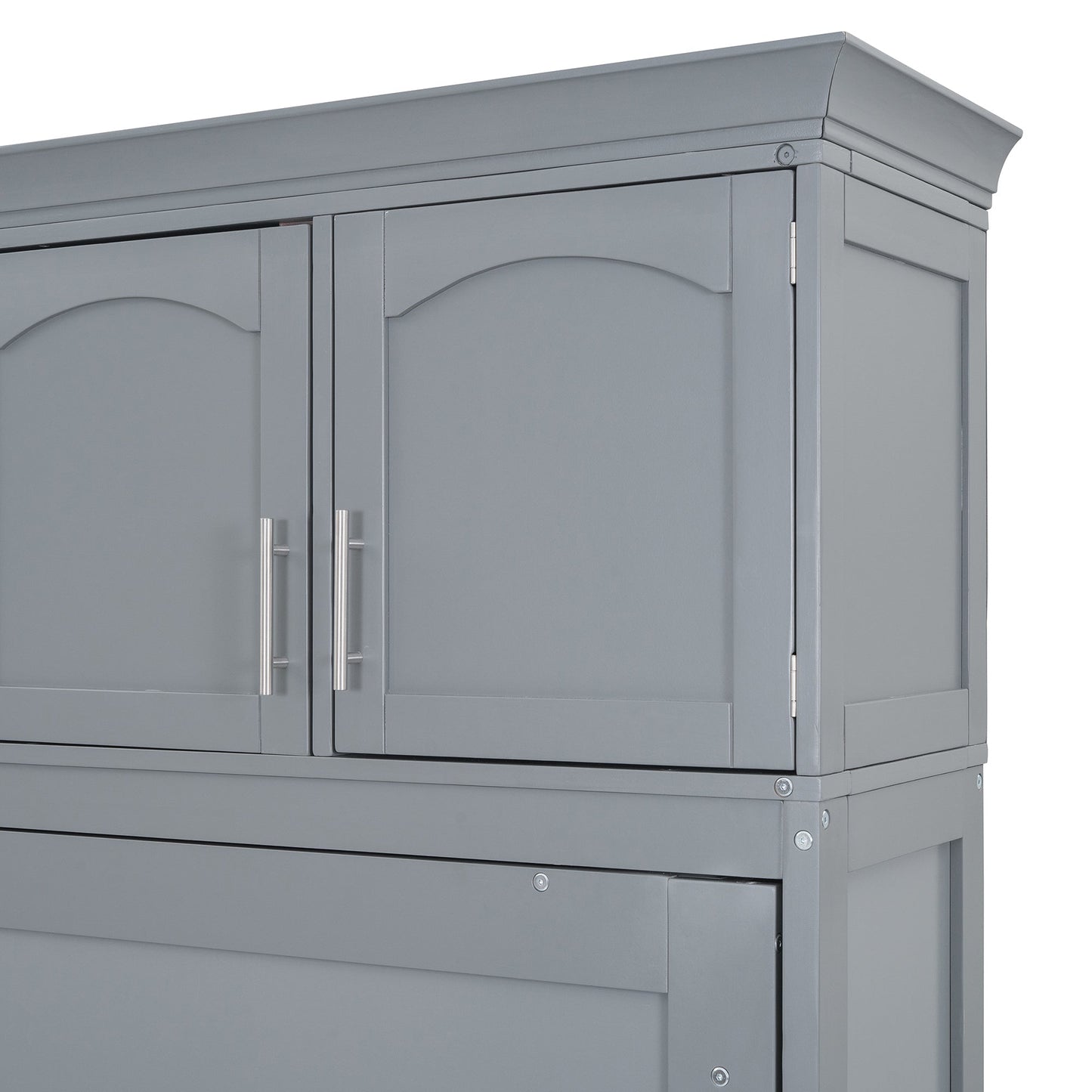Full Murphy Wall Bed with Top Cabinets - Gray