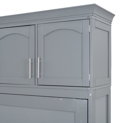 Full Murphy Wall Bed with Top Cabinets - Gray