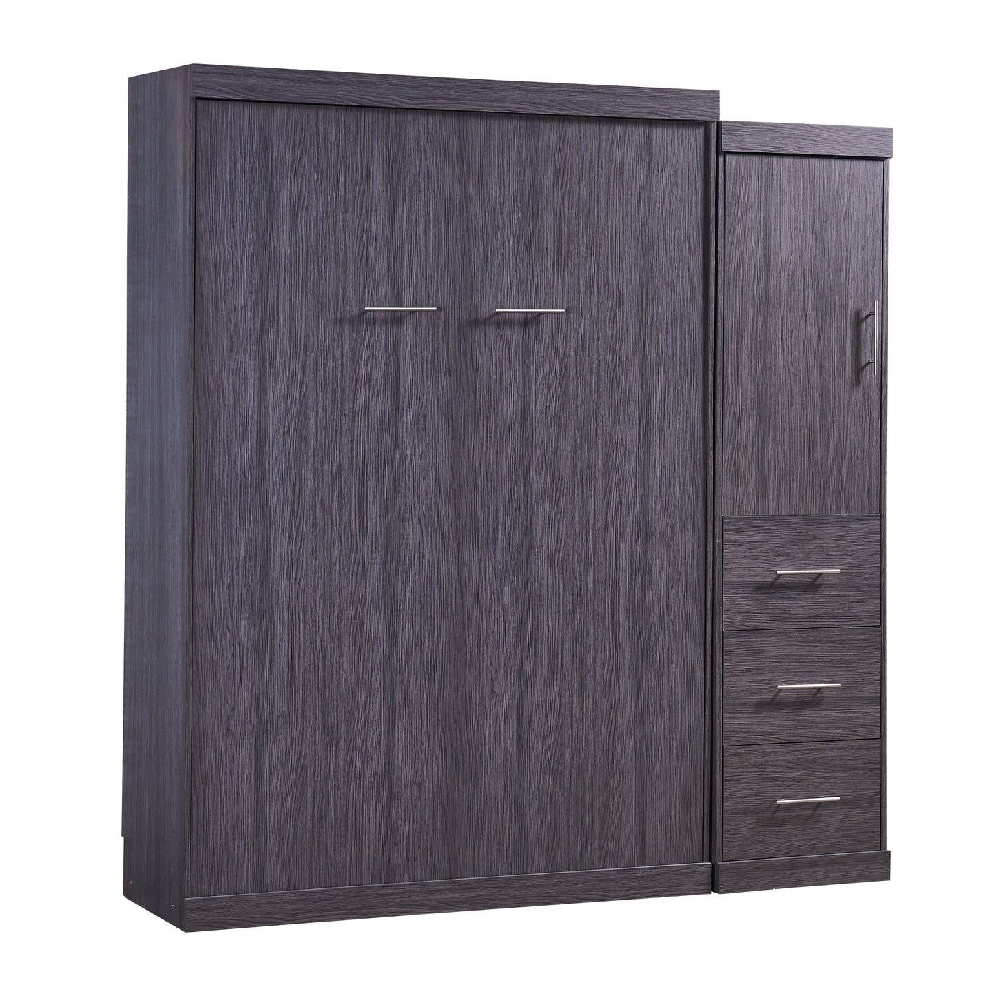 Full Murphy Bed with Wardrobe & Drawers - Gray
