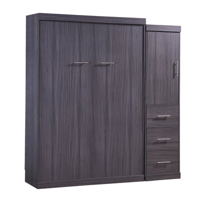 Full Murphy Bed with Wardrobe & Drawers - Gray