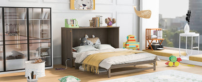 Queen Murphy Bed with Charging Station - Antique Grey